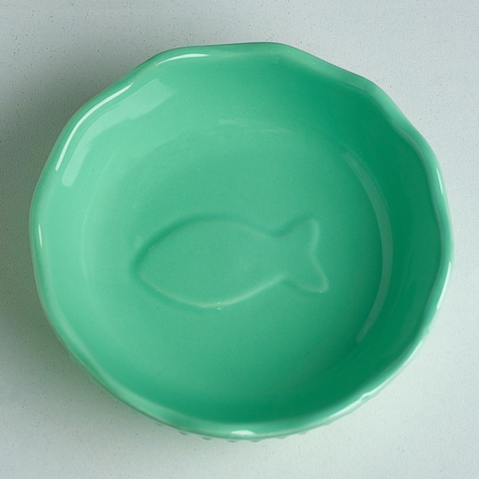 Миска керамическая фигурная "Рыбка" 200 мл, зелёная