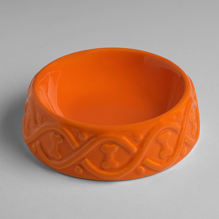 Миска керамическая "Волна" одинарная, 120 мл, оранжевая