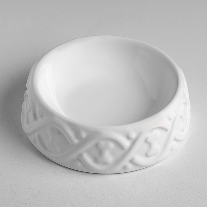 Миска керамическая "Волна" одинарная, 120 мл, белая