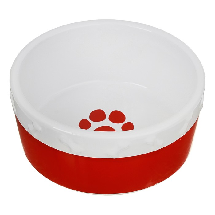 Миска керамическая "Премиум", 400 мл, бело-красная