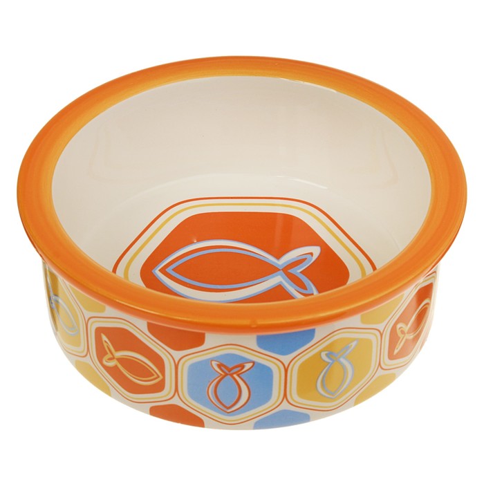 Миска керамическая графическая "Рыба" 250 мл, оранжевая