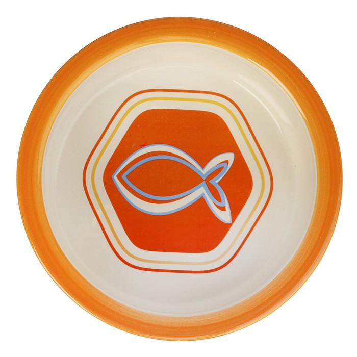 Миска керамическая графическая "Рыба" 250 мл, оранжевая