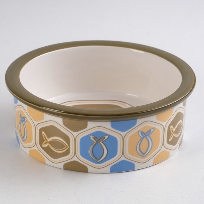 Миска керамическая графическая "Рыба", 250 мл, зелёная