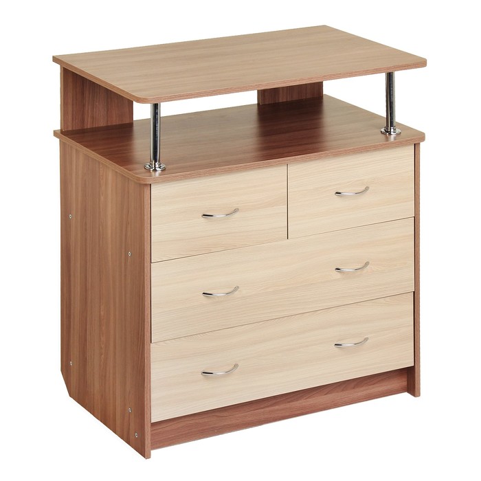 Комод 4 ящика с нишей 900х480х900 Ясень шимо светлый/темный