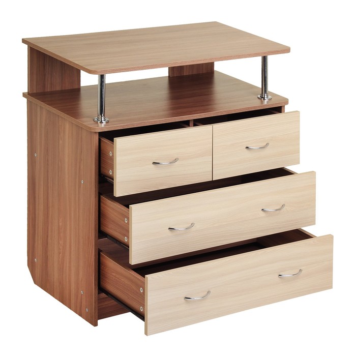 Комод 4 ящика с нишей 900х480х900 Ясень шимо светлый/темный