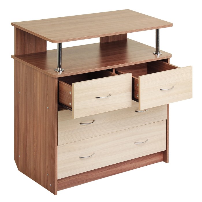 Комод 4 ящика с нишей 900х480х900 Ясень шимо светлый/темный