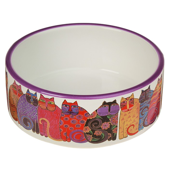 Миска керамическая &quot;Этно-кошки&quot; 400 мл, белая