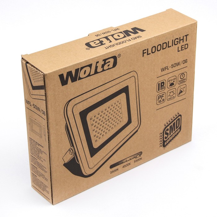 Прожектор светодиодный WOLTA WFL-50W/06, 50 Вт, 5500K, SMD, IP 65, цвет серый, слим