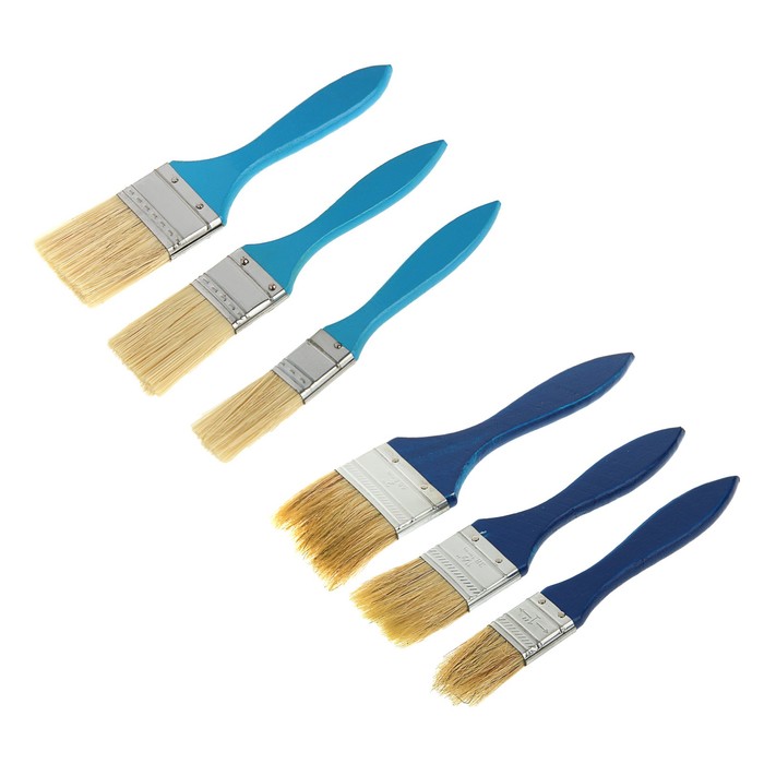 Набор кистей FIT, 3 шт, натуральная щетина, ручка дерево, 1", 1.5", 2"