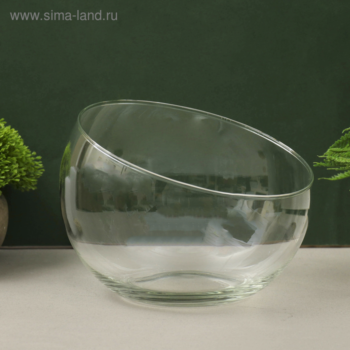 Ваза Анабель шаровая с косым резом d-19х14,5 см, V=1,5 л, микс прозрачная ваза эвис анабель с косым резом стеклянная прозрачная 16x13 см
