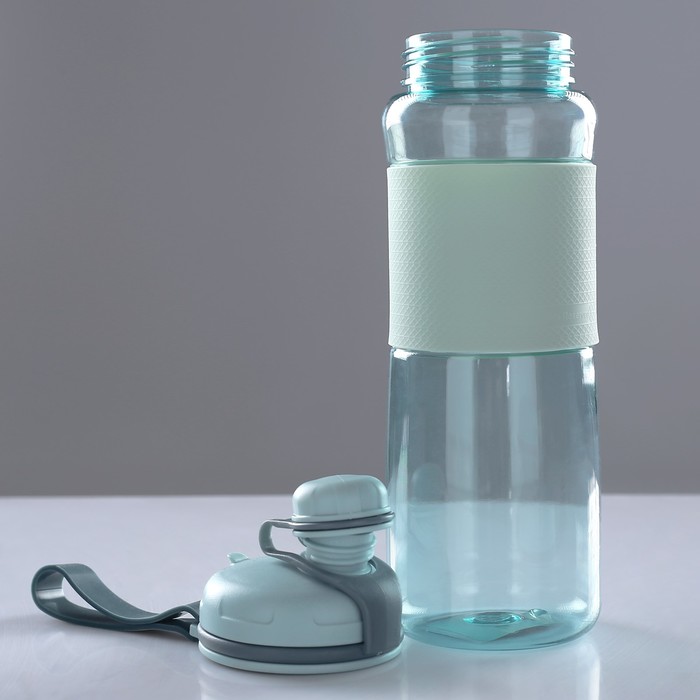 Бутылка для воды 600 мл, крышка с соской, на браслете, вставка из ткани, микс, 6.5х22 см