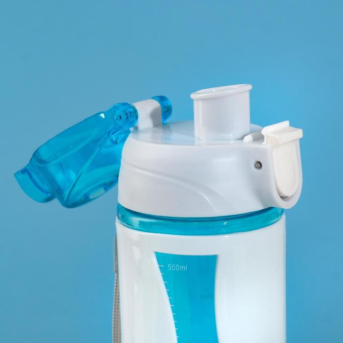 Бутылка для воды 450 мл, вставки из пластика, крышка на кнопке, микс, 6.5х22 см 273529