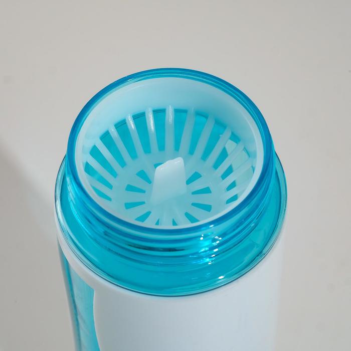 Бутылка для воды 450 мл, вставки из пластика, крышка на кнопке, микс, 6.5х22 см 273529