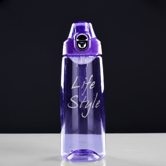 Бутылка для воды 800 мл, прозрачная, крышка пластиковая с соской, на браслете, микс, 7х22 см