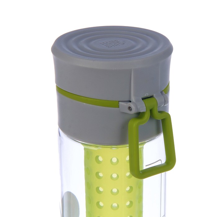 Бутылка для воды 650 мл, прозрачная, с отсеком, крышка на кнопке, микс, 7х23 см 273529