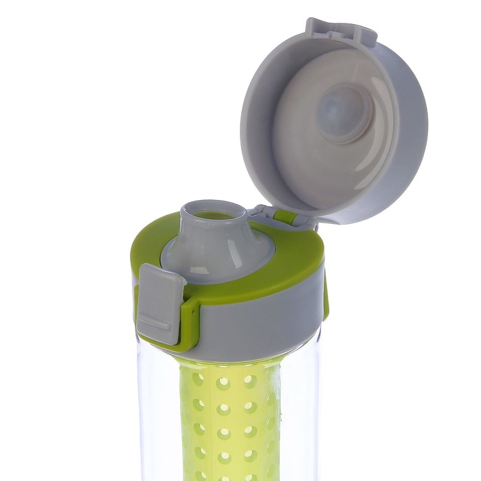 Бутылка для воды 650 мл, прозрачная, с отсеком, крышка на кнопке, микс, 7х23 см 273529