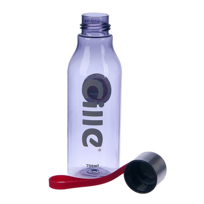 Бутылка для воды 730 мл, колба, прозрачная, крышка под металл, на резинке, микс, 7х24.5 см