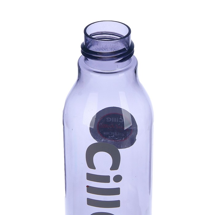 Бутылка для воды 730 мл, колба, прозрачная, крышка под металл, на резинке, микс, 7х24.5 см
