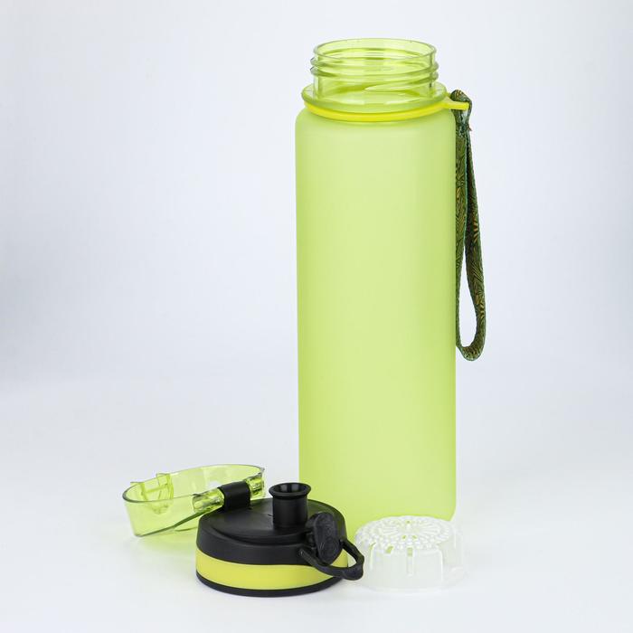 Бутылка для воды 600 мл, крышка закручивается, на кнопке, на браслете, микс, 6х22.5 см