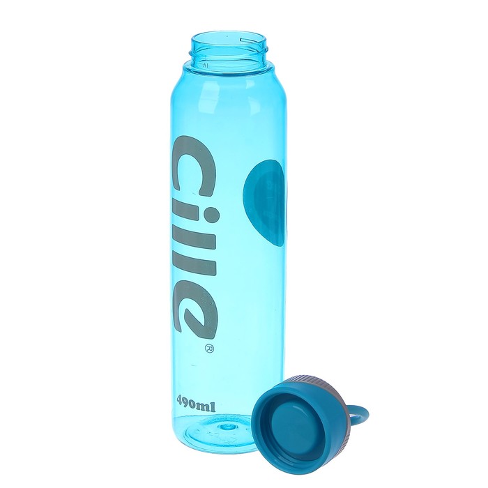 Бутылка для воды 490 мл, прозрачная, крышка с резиновой ручкой, микс, 5х21.5 см