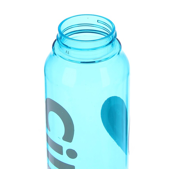 Бутылка для воды 490 мл, прозрачная, крышка с резиновой ручкой, микс, 5х21.5 см