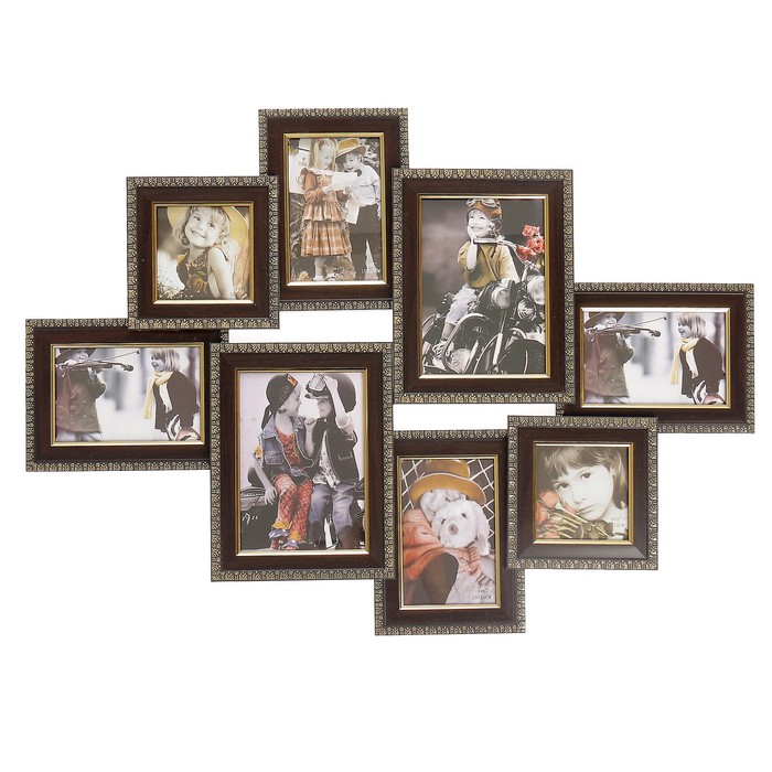 Фоторамка пластик на 8 фото 10х10, 10х15, 15х20 см "Патриций" 44,5х69,5 см