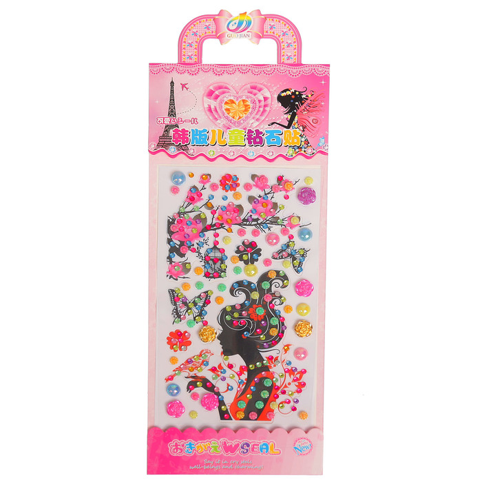 Наклейка пластик стразы "Девушка" 2 листа 28х10,5 см