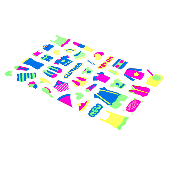 Наклейка пластик фосфорная с блестками "Одежда" МИКС 23,5х11,5 см