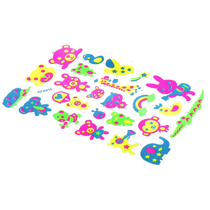 Наклейка пластик фосфорная с блестками "Зоопарк" МИКС 23,5х11,5 см