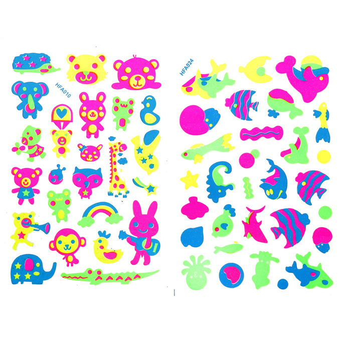 Наклейка пластик фосфорная с блестками "Зоопарк" МИКС 23,5х11,5 см