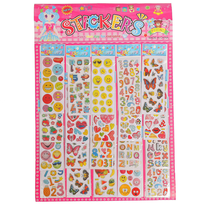 Наклейка пластик голография "Детское ассорти" МИКС 20 пакетов 50х40 см