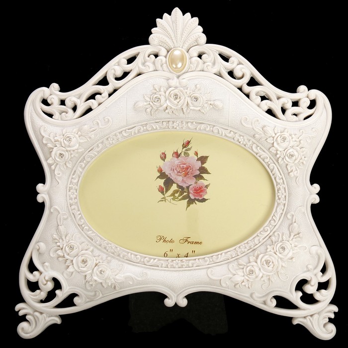 Фоторамка полистоун 10х15 см "Лилль" стразы белоснежная 21х23 см