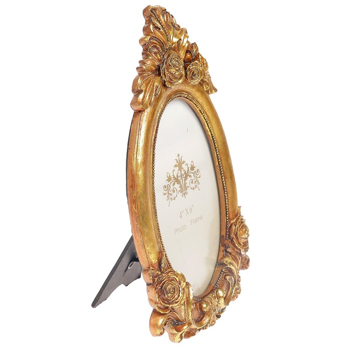 Фоторамка полистоун 10х15 см "Розы" золотая патина 23,5х13,5 см