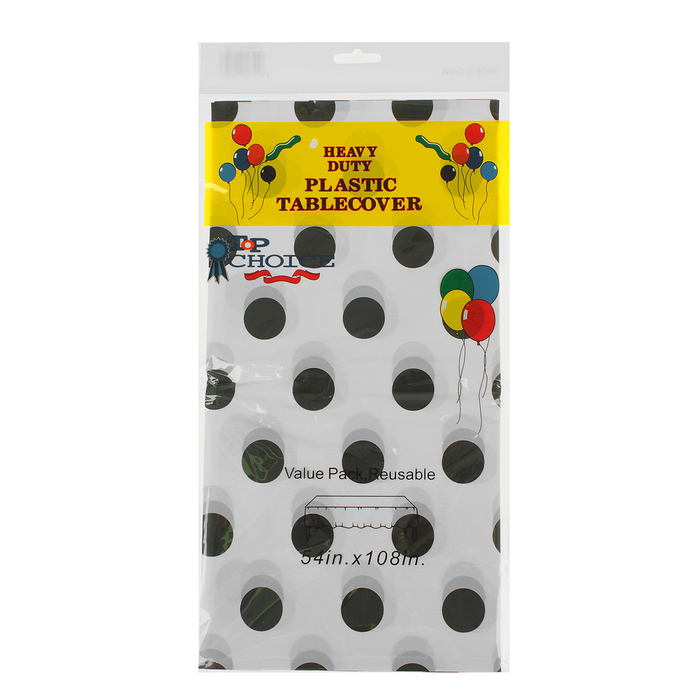 Скатерть белая в чёрный горох 132*183 см