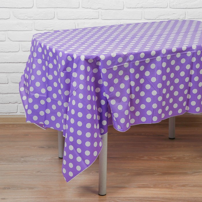 Скатерть фиолетовая в белый горох 132*183 см