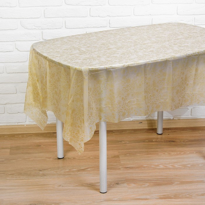 Скатерть бежевая с узором золото 132*183 см