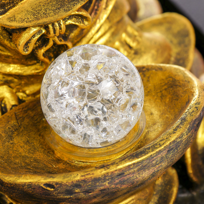 Фонтан полистоун "Хотей со слитком золота" 35х25х20 см