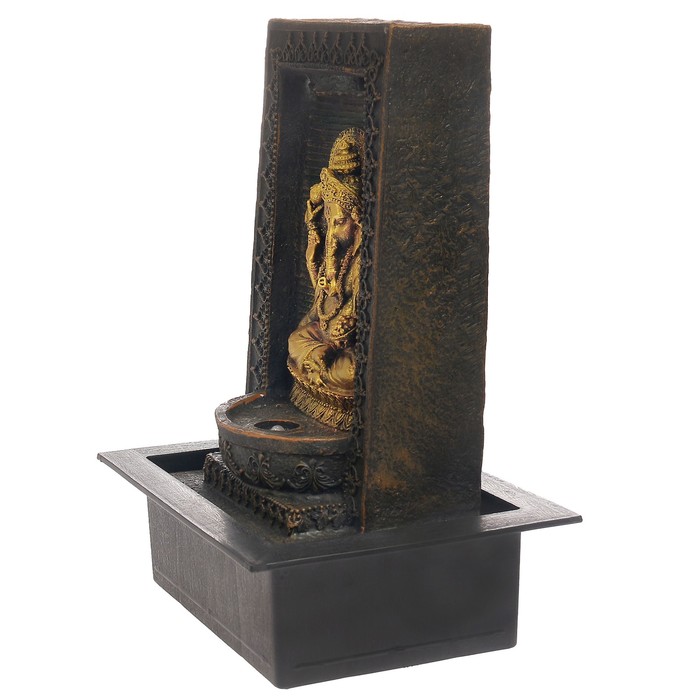 Фонтан полистоун "Ганеша в пещере с водопадом" 40х30,5х23 см