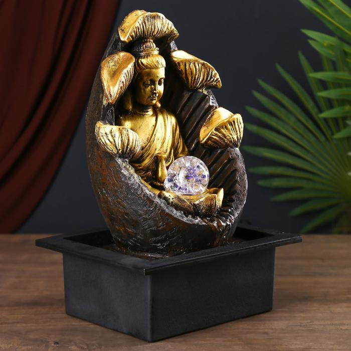 Фонтан полистоун "Будда с лотосом" 35х25х20 см