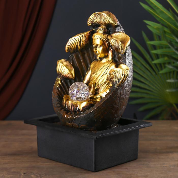 Фонтан полистоун "Будда с лотосом" 35х25х20 см