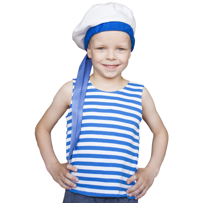 Карнавальный костюм "Морячок", тельник, бескозырка, 2-3 года рост 94-104 см.