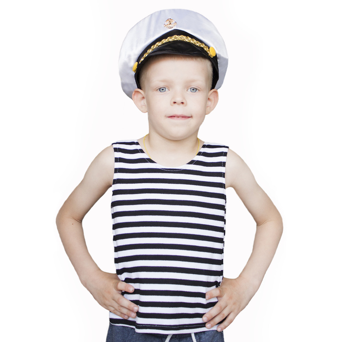 Карнавальный костюм "Морской волк", тельник, фуражка, 2-3 года рост 94-104