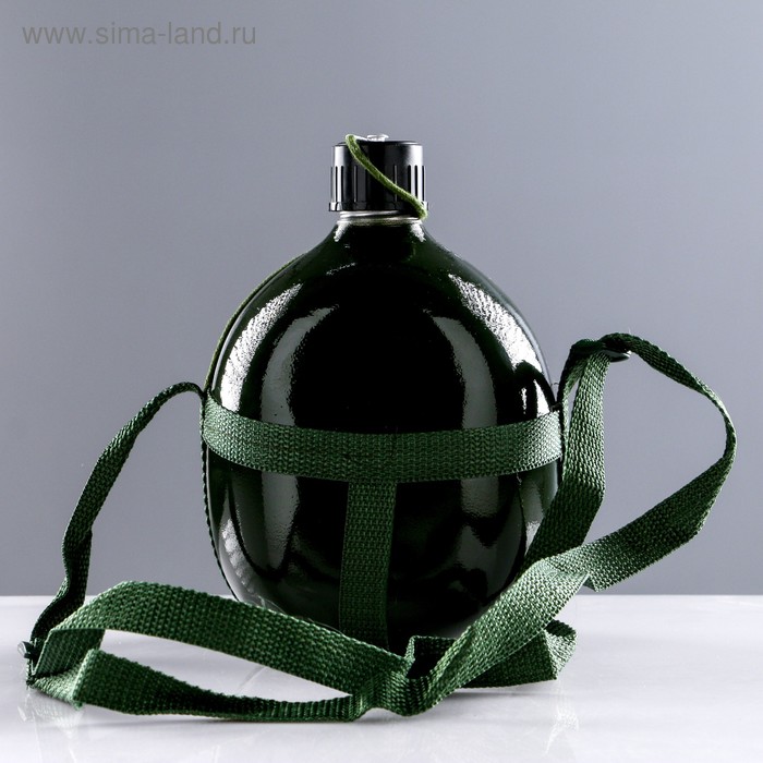 Фляга походная Аdventure, 1,3 л, тёмно-зелёная, с чёрной крышкой, алюминий, 21 × 15 см