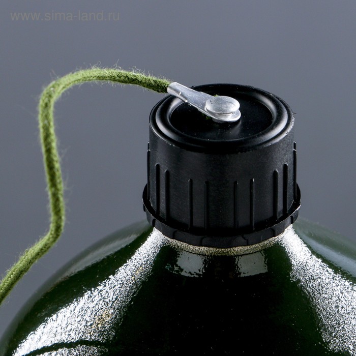 фото Фляга походная "аdventure", 1,3 л, тёмно-зелёная, с чёрной крышкой, алюминий, 21 × 15 см