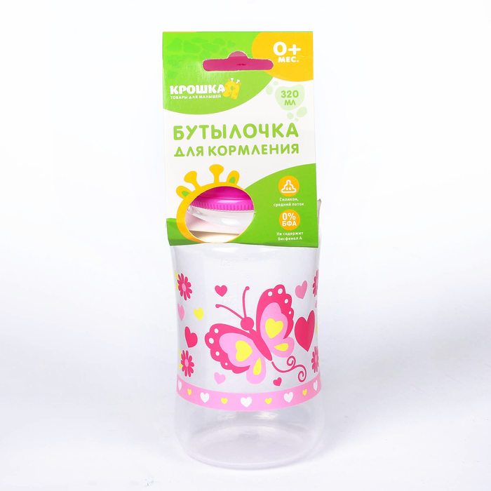 Бутылочка для кормления, 320 мл, от 0 мес., цвет розовый