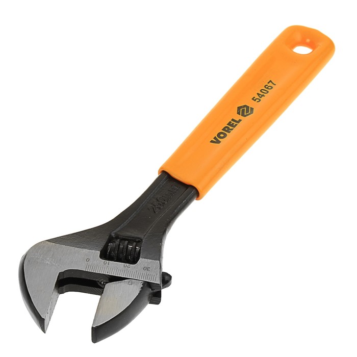 Ключ VOREL, разводной, 250 мм, углеродистая кованая сталь, обливная резиновая рукоятка