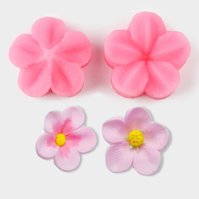 Молд «Цветок», силикон, 2 предмета, 4×2,9 см, цвет МИКС молд роза 4 5×2 см цвет микс