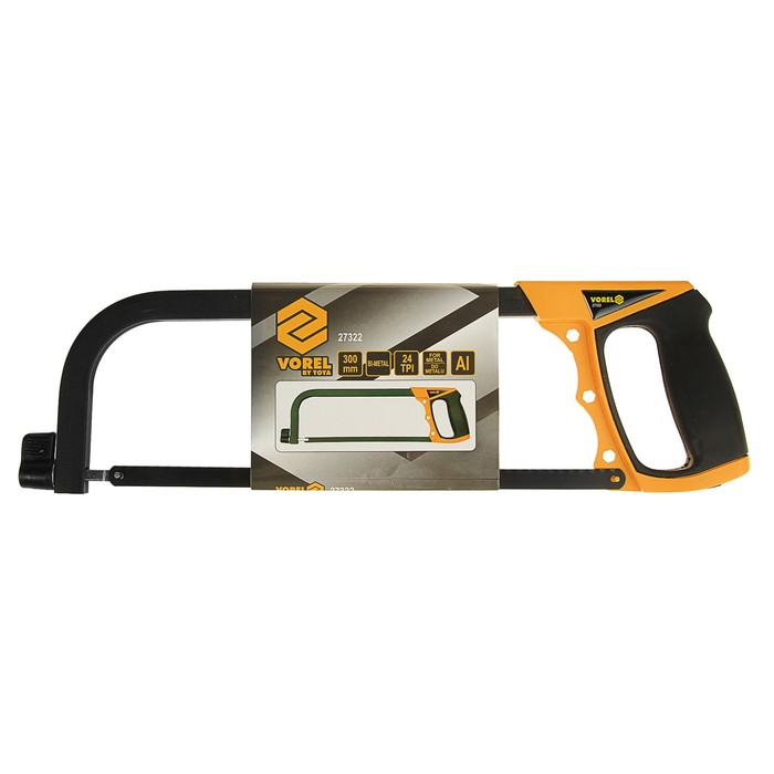 Ножовка по металлу VOREL, биметаллическое лезвие, 300 мм, 24 TPI, двухкомпонентная рукоятка
