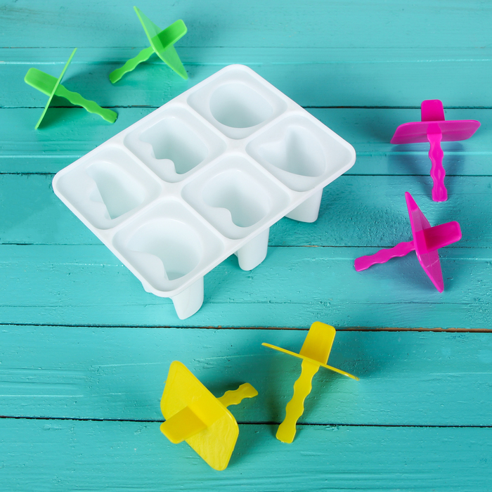 Форма для мороженого "Лолли", 6 ячеек, цвета МИКС