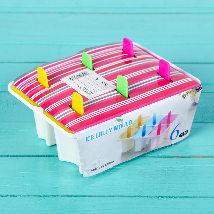 Форма для мороженого "Лолли", 6 ячеек, цвета МИКС